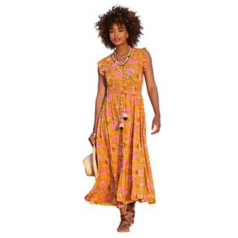 Joe Browns Women's Plus Size V-Neck Ruffle Maxi Dress