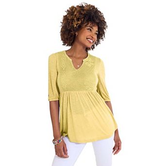 Joe Browns Women's Plus Size Notch Neck Babydoll Tee