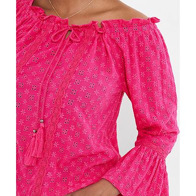 Joe Browns Women's Plus Size Bell Sleeve Eyelet Blouse