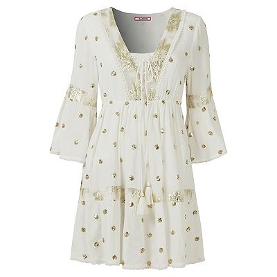 anna field cocktail dress hook Ivory cotton beach dress Color:Lt Blue*