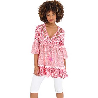 Joe Browns Women's Plus Size Bell Sleeve Pom Pom Tunic
