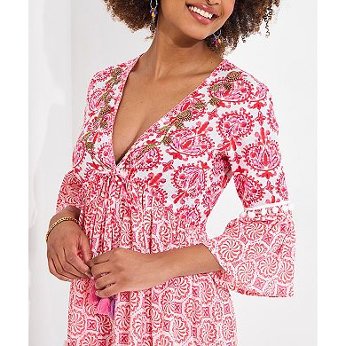 Joe Browns Women's Plus Size Bell Sleeve Pom Pom Tunic