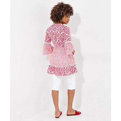Joe Browns Women's Plus Size Bell Sleeve Pom Pom Tunic