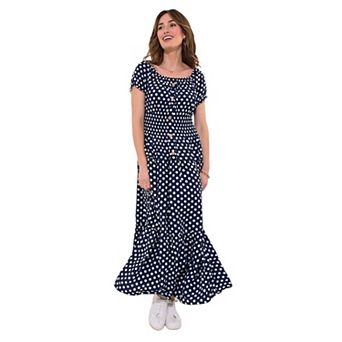 Joe Browns Women's Plus Size Square Neck Smocked Maxi Dress