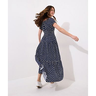 Joe Browns Women's Plus Size Square Neck Smocked Maxi Dress
