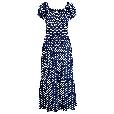 Joe Browns Women's Plus Size Square Neck Smocked Maxi Dress