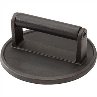 6.5" Cast Iron Smash Burger Press, Crispy Flat Edge Tool for Grill and Griddle BBQ
