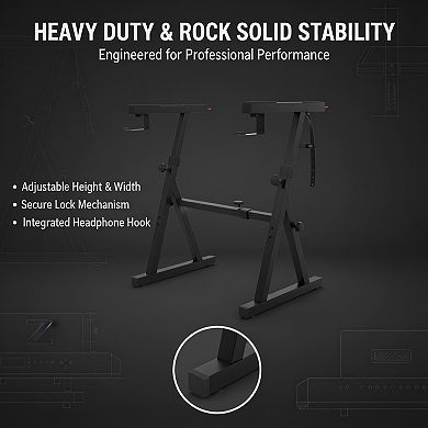 Heavy Duty Folding Z Keyboard Stand, Adjustable Width/Height Foam Padded Arms