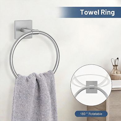 5-Piece Brushed SUS304 Stainless Steel Bathroom Hardware Set Wall Mounted