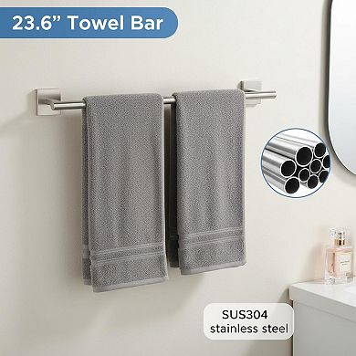 5-Piece Brushed SUS304 Stainless Steel Bathroom Hardware Set Wall Mounted