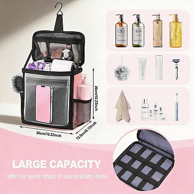 Hanging Travel Toiletry Bag Large Waterproof MultiPocket Organizer with Hook for Shower Gym Dorm