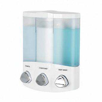 Euro Series Trio 3-chamber Soap Dispenser Push Button Wall Mount ABS Plastic 14.7 fl oz