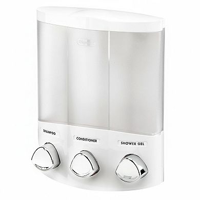 Euro Series Trio 3-chamber Soap Dispenser Push Button Wall Mount ABS Plastic 14.7 fl oz