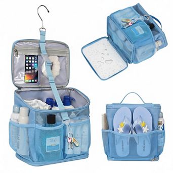 Portable Mesh Shower Tote Quick Dry Hanging Organizer Toiletry Bag Gym Travel Camping