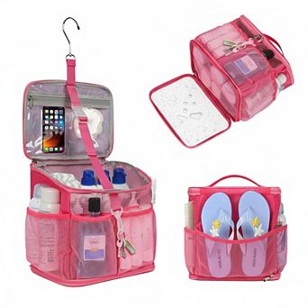 Portable Mesh Shower Tote Quick Dry Hanging Organizer Toiletry Bag Gym Travel Camping
