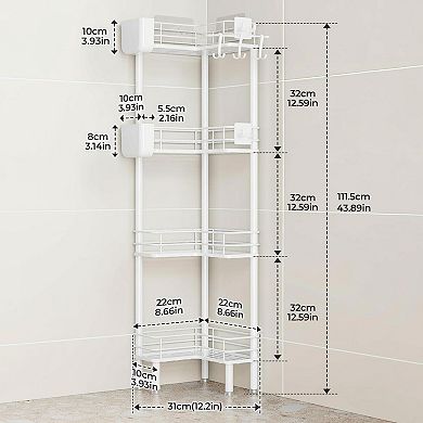 Rustproof 3 Tier Corner Shower Organizer Large Spacing Adjustable Legs Toothbrush Holder Hooks