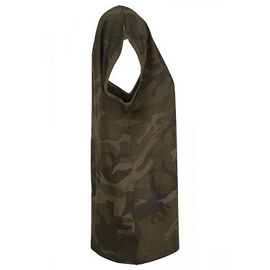 Build Your Brand Womens/Ladies Camo Extended Shoulder T-Shirt