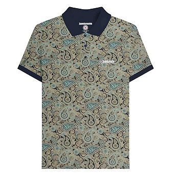 Lambretta Mens SS25 Paisley Branded Polo Shirt