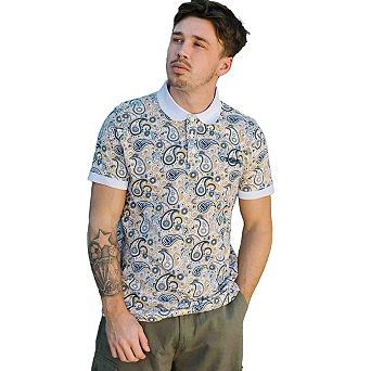 Lambretta Mens SS25 Paisley Branded Polo Shirt