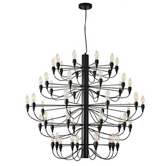 40" Modern 50 Light Multi-Tiered Chandelier, Large Metal Pendant for High Ceilings