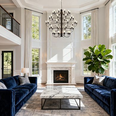 40" Modern 50 Light Multi-Tiered Chandelier, Large Metal Pendant for High Ceilings