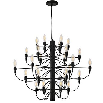 31" Wide 30 Light Modern Industrial Metal Candle Chandelier with Adjustable Hanging Wire