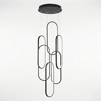BAOURE Metal Geometric Multi Tier LED Chandelier Light Fixture With Remote Control
