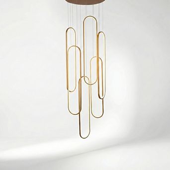 BAOURE Metal Geometric Multi Tier LED Chandelier Light Fixture With Remote Control