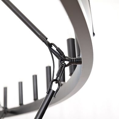 BAOURE Matte Black Eighty Light Extra Large Two Tier Farmhouse Wagon Wheel Chandelier