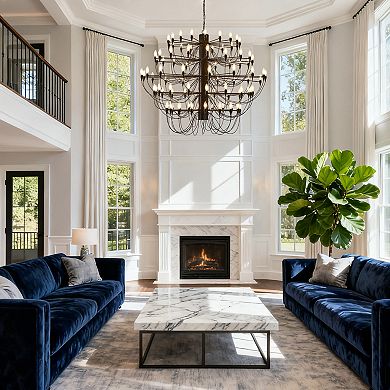 Modern 90-Light Pinecone Tiered Chandelier, 59" Extra Large Metal High Ceiling Fixture