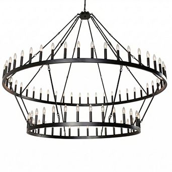 BAOURE Black Metal Two Tier Eighty Eight Light Extra Large Rustic Farmhouse Chandelier