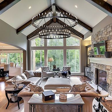 BAOURE Black Metal Two Tier Eighty Eight Light Extra Large Rustic Farmhouse Chandelier