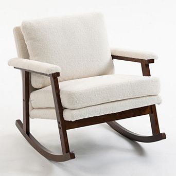 BAOURE Velvet Mid Century Modern Upholstered Rocking Accent Armchair For Living Room Bedroom Sunroom