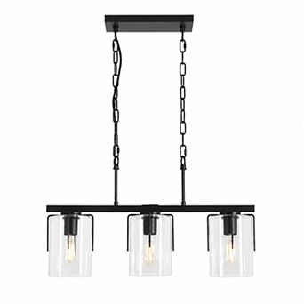 BAOURE Glass and Iron Industrial Linear Pendant Light Adjustable Chain for Home Use