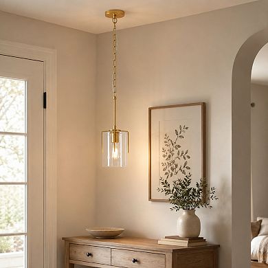 BAOURE Metal Clear Glass Farmhouse Pendant Light Adjustable Hanging Ceiling Fixture