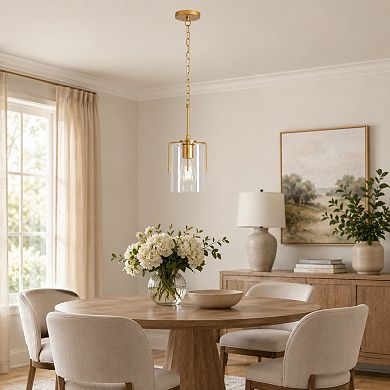 BAOURE Metal Clear Glass Farmhouse Pendant Light Adjustable Hanging Ceiling Fixture