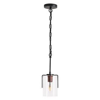 BAOURE Metal Clear Glass Farmhouse Pendant Light Adjustable Hanging Ceiling Fixture