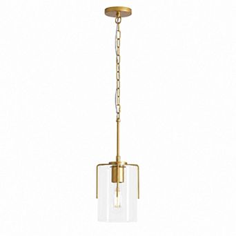 BAOURE Metal Clear Glass Farmhouse Pendant Light Adjustable Hanging Ceiling Fixture