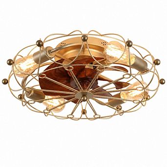BAOURE ABS Modern Industrial Caged Ceiling Fan with Lights and Remote Control