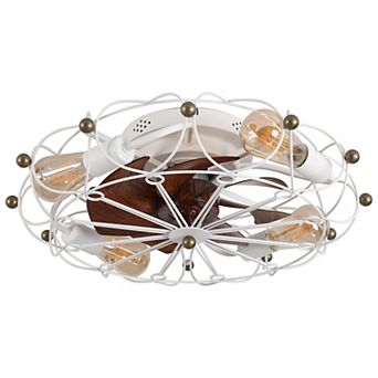 BAOURE ABS Modern Industrial Caged Ceiling Fan with Lights and Remote Control