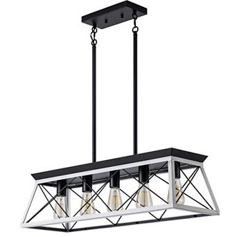 BAOURE Iron and Wood Industrial 5 Light Pendant Chandelier Adjustable Hanging Light