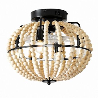 BAOURE Iron Boho 18 Inch Flush Mount Ceiling Fan Light with Reversible Motor