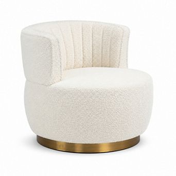 BAOURE Teddy Fabric 360 Degree Swivel Barrel Accent Chair For Living Room Bedroom Office Waiting Roo