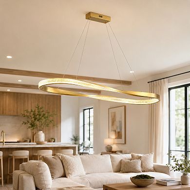 BAOURE Modern Aluminum Irregular Ring LED Pendant Light Ceiling Fixture For Indoor Use