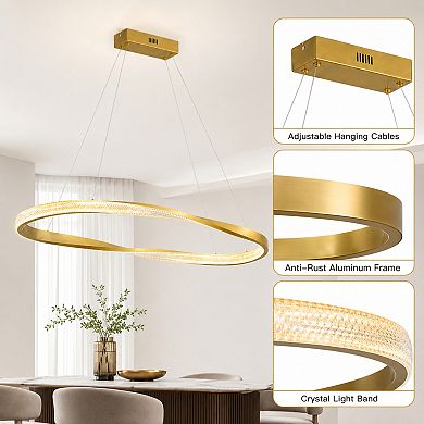BAOURE Modern Aluminum Irregular Ring LED Pendant Light Ceiling Fixture For Indoor Use