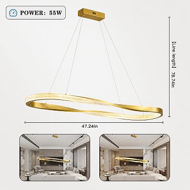 BAOURE Modern Aluminum Irregular Ring LED Pendant Light Ceiling Fixture For Indoor Use