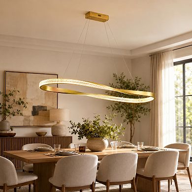 BAOURE Modern Aluminum Irregular Ring LED Pendant Light Ceiling Fixture For Indoor Use