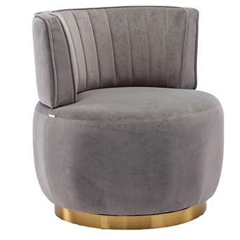 BAOURE Velvet Modern Swivel Barrel Accent Chair For Living Room Bedroom Office Lounge