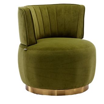 BAOURE Velvet Modern Swivel Barrel Accent Chair For Living Room Bedroom Office Lounge