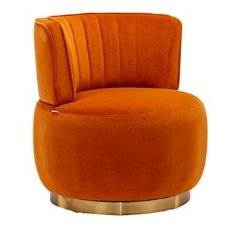 BAOURE Velvet Modern Swivel Barrel Accent Chair For Living Room Bedroom Office Lounge